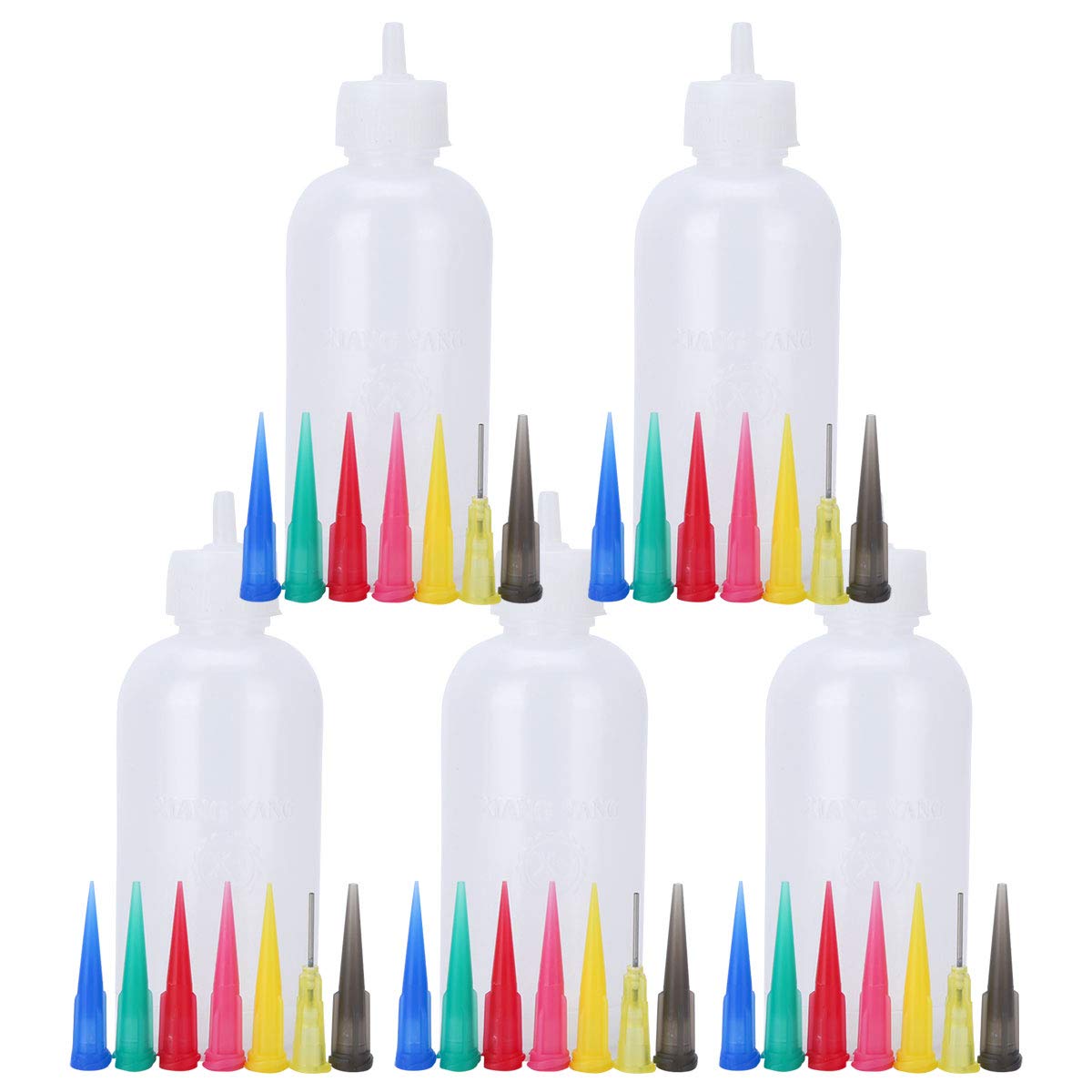 Zaldita Plastic Condiment Jam Painting Squeeze Bottles with Nozzles DIY Craft Cake Decorating Baking Tools for Frosting Syrup Honey Ketchup Mustard Sauce Clear 5Pcs/Set