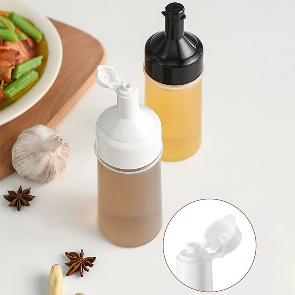 AKOAK 1 Pack 250 ml （8.45 oz） Plastic Extrusion Bottle Pressing Oil Bottle Multi-function Condiment Dispenser Household Kitchen Tomato Salad Jam Bottle (White)