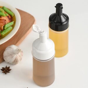 AKOAK 1 Pack 250 ml （8.45 oz） Plastic Extrusion Bottle Pressing Oil Bottle Multi-function Condiment Dispenser Household Kitchen Tomato Salad Jam Bottle (White)