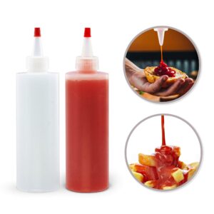 LAKESHORE TRADE 6 Pack Condiment Squeeze Bottles 8-Ounce Red Cap Soft Squeeze for Icing, Ketchup, Frosting, Cookie Decorating, Sauces