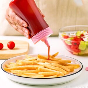 Cabilock Plastic Squeeze Condiment Bottle Sauce Bottle with Cap for Ketchup BBQ Sauces Syrup Dressings and More (Random Color)