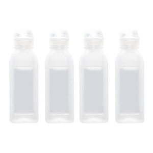 chenshuo plastic squeeze bottle, clear condiment squeeze bottle, with silicone valve non return cap,suitable for oil, honey, bbq sauce and condiments,10 oz anti slip squeeze bottle,4 pieces