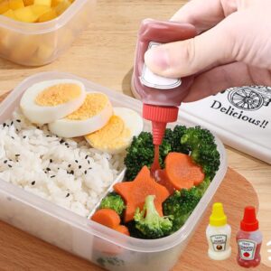 THYULIFE 8Pcs Mini Condiment Squeeze Bottles with Cleaning Brush, 25ml Leakproof Mini Ketchup Sauce Bottles Refillable Ketchup/Soy Sauce/Honey/Salad Dressing Bottles Container for Lunch Box, BPA Free