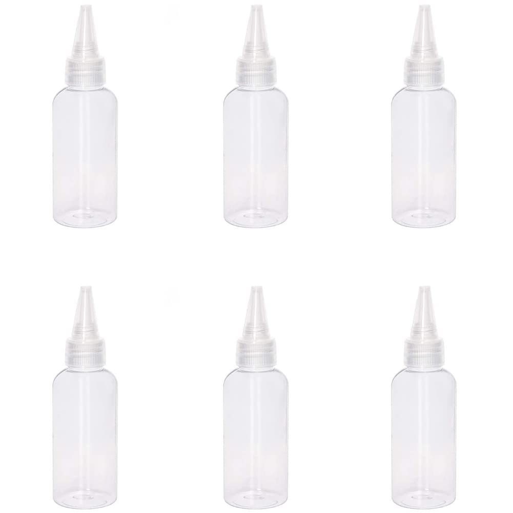 lasenersm 6 Pieces Plastic Squeeze Bottles 2oz Small Squeeze Bottles Plastic Bottles Applicator Mini Empty Squirt Bottle with Top Cap for Paint Art Craft Liquids Lotion Glue, Transparent