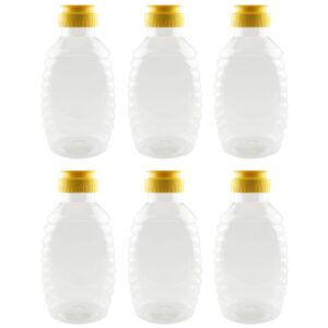 JCBIZ 6pcs Clear Squeeze Honey Bottle Honey Container Dispenser 154x78mm Portable Food Packaging PET Sealed Can for Liquid Products