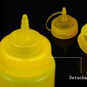 3PCS 12oz/360ML Empty Refillable Squeeze Sauce Condiment Bottles Food Grade Mustard Storage Container Jar Pot with Twist on Cap Lids for Ketchup Mayo Vinegar Cream Honey Salad Dressing(Color Random)