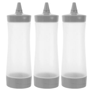 upkoch 3pcs plastic squeeze squirt condiment bottles ketchup bottle mustard sauce containers for kitchen condiment (grey)