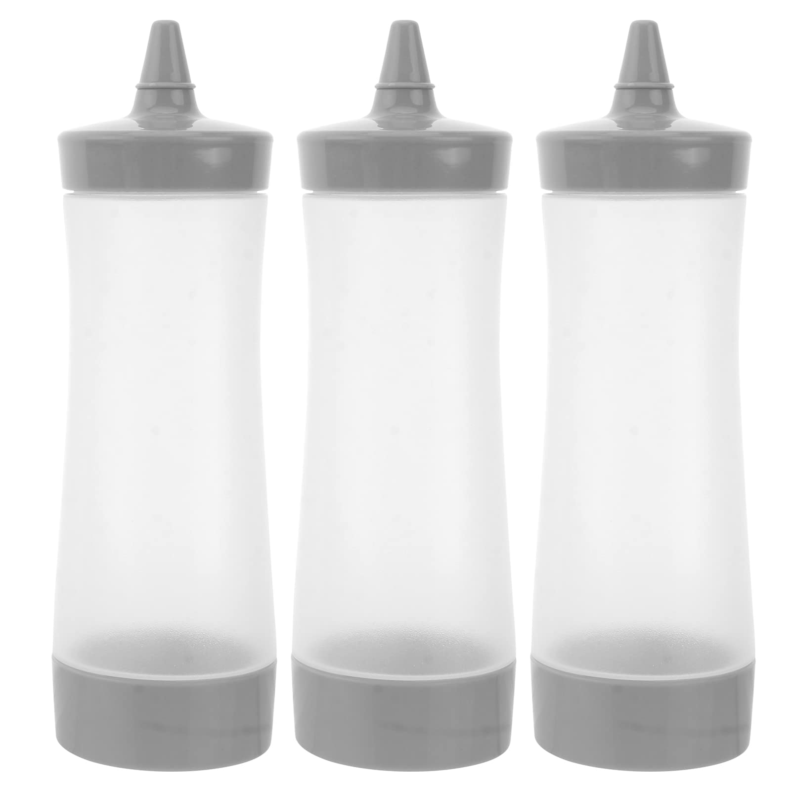 UPKOCH 3PCS Plastic Squeeze Squirt Condiment Bottles Ketchup Bottle Mustard Sauce Containers for Kitchen Condiment (Grey)