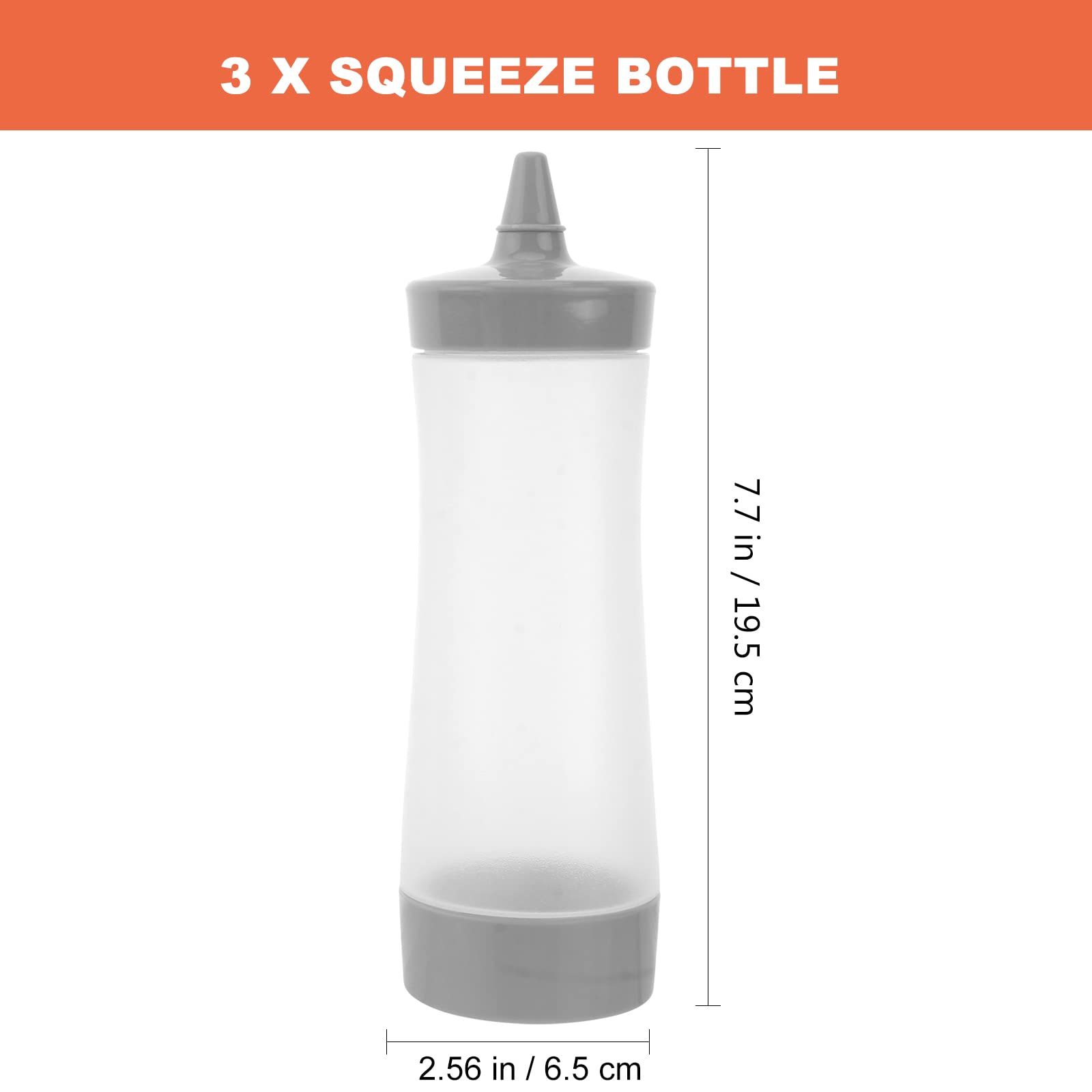 UPKOCH 3PCS Plastic Squeeze Squirt Condiment Bottles Ketchup Bottle Mustard Sauce Containers for Kitchen Condiment (Grey)