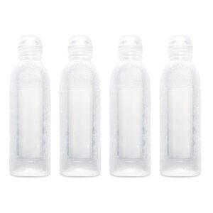 chenshuo plastic squeeze bottle, clear condiment squeeze bottle, with silicone valve non return cap,suitable for oil, honey, bbq sauce and condiments,18 oz anti slip squeeze bottle,4 pieces