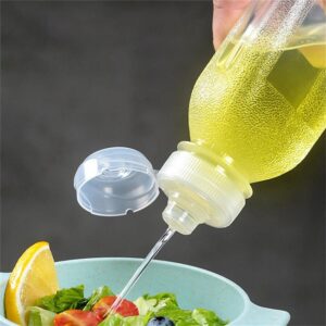 CHENSHUO Plastic Squeeze Bottle, Clear Condiment Squeeze Bottle, With Silicone Valve Non Return Cap,Suitable for Oil, Honey, BBQ Sauce and Condiments,18 OZ Anti Slip Squeeze Bottle,4 Pieces