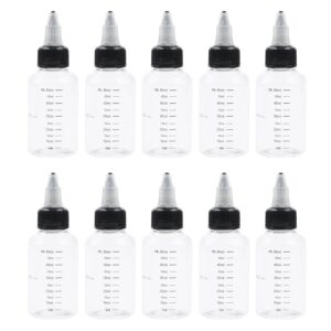 Risbay Transparent Plastic Squeeze Bottles,10Pcs 60ml Transparent and Black Plastic Squeeze Dispensing Bottles for Ink,Oil,Gel,Glue