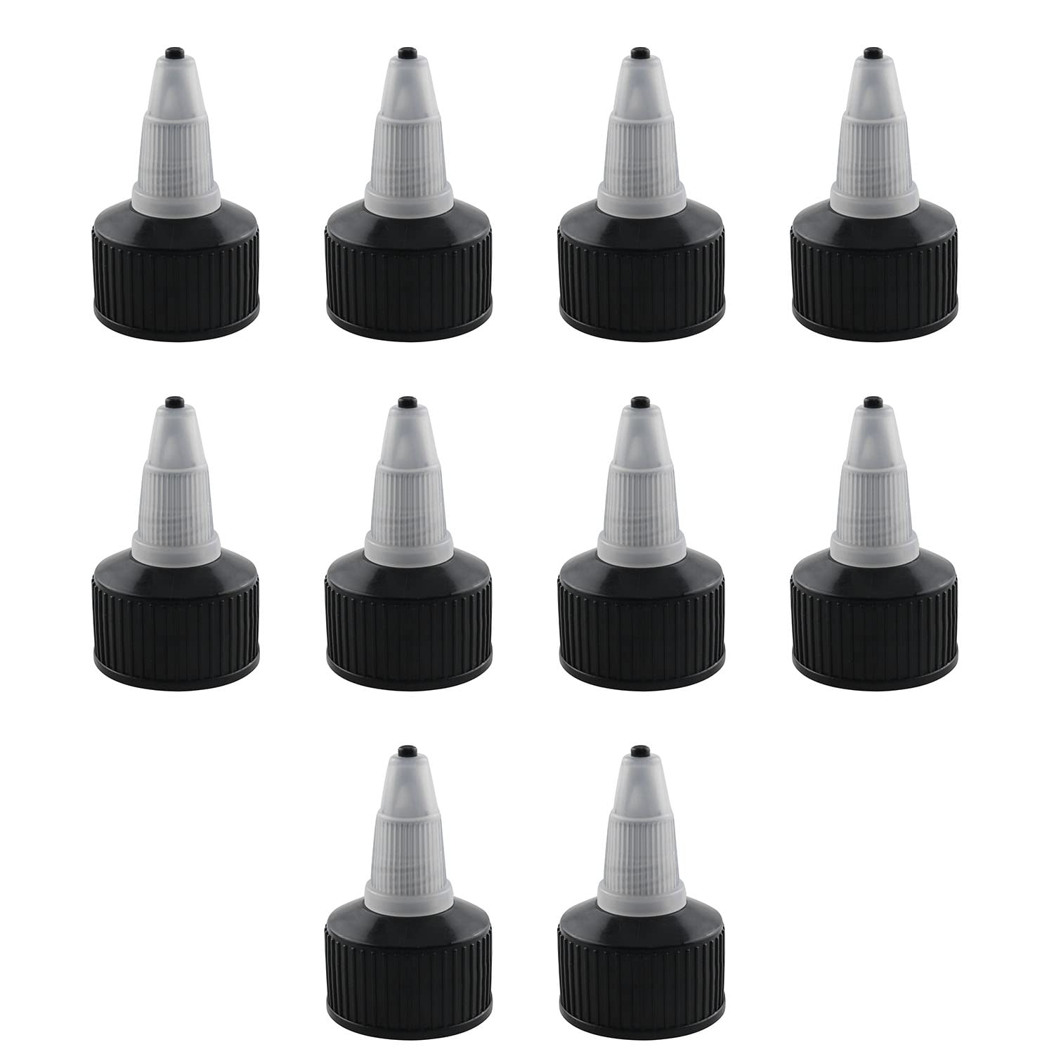 JCBIZ 10pcs Squeeze Bottle Cap 24 Tooth Black and Natural Twist Caps Replacement Caps for Squeeze Bottles Plastic Bottle Cap Twist Off Cap for PE/PET Bottle