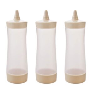 frcolor condiment squeeze bottles 3pcs squeeze condiment bottles, mustard bottle ketchup bottles for home kitchen reataurant ( beige ) reusable squeeze bottle