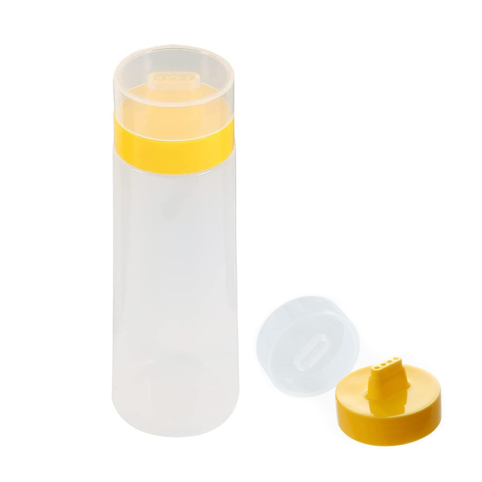 YIKEXIAOSHULIN Squeeze Bottle Transparent Condiment Bottle Dispenser 4 Holes Sauce Bottle with Cap for Ketchup Mustard Mayo Dressing Hot Sauce