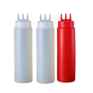 vepoty squeeze bottle 3pcs 3 hole condiment bottles for ketchup mustard salad dressing seasoning squeezer kitchen accessories