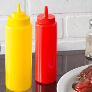 Kolice 6-pack food service squeeze, squirt condiment bottle, table condiment squirt disperser, squeeze squirt bottle, narrow mouth squeeze with cap & lid (24 oz)