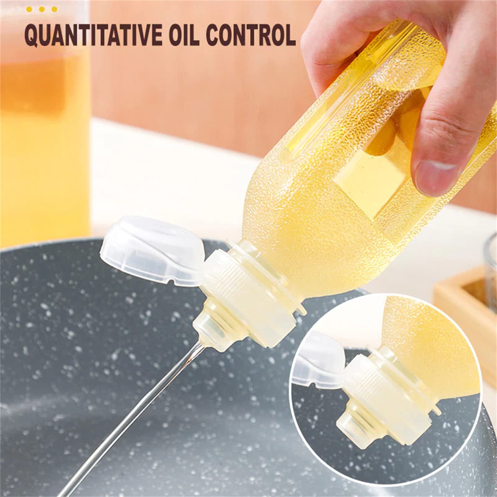 chiLUER Kitchen Squeeze Oil Bottle Dispenser - Condiment Squeeze Bottle,Leak Proof Squirt Reusable Plastic Oil Container,Easy Refill and Cleaning 500ml