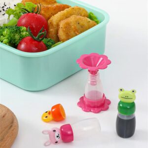 kekafu 3 Pieces Bento Soy Sauce Bottle with Funnel Mini Cute Animal Lunch Sauce Case Container Plastic Condiment Dispenser for Salad Ketchup Syrup Oil Outdoor Barbecue