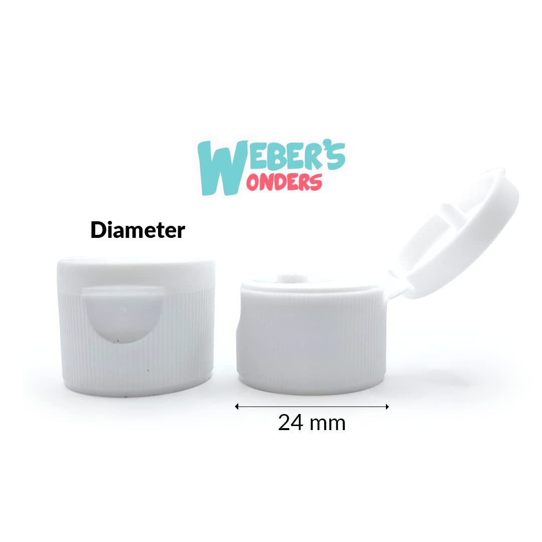 Weber's Wonders 12 Pack - 24/410 White Replacement Flip-Top Caps - Paint Dispenser Bottles - Is For 24 mm Bottle Opening Only