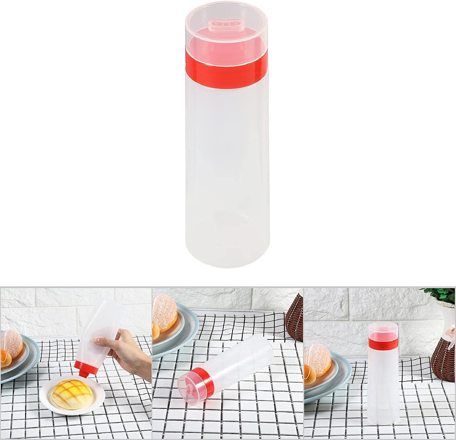 AYNEFY Squeeze Bottle, 300ml Plastic Squeeze Condiment Bottles with 4-Hole, Ketchup Squeeze Bottle, Sauce Bottle, Safe, for Ketchup Jam Mayonnaise Olive Oil Vinegar