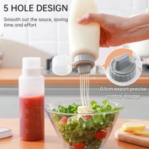 Bottles for Sauces,12oz Condiment Bottle with 5 Hole Leakproof Lid Bottle for Ketchup, Sauces, Condiments, Dressings, BBQ, Cooking Oil, Syrup