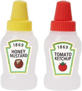 mini tomato ketchup bottle, 2 pcs 25ml portable small sauce container salad dressing container pantry containers for bento box