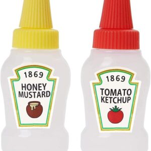 Mini Tomato Ketchup Bottle, 2 Pcs 25ML Portable Small Sauce Container Salad Dressing Container Pantry Containers for Bento Box