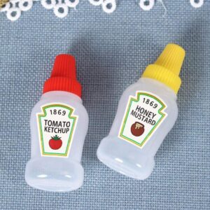 Mini Tomato Ketchup Bottle, 2 Pcs 25ML Portable Small Sauce Container Salad Dressing Container Pantry Containers for Bento Box