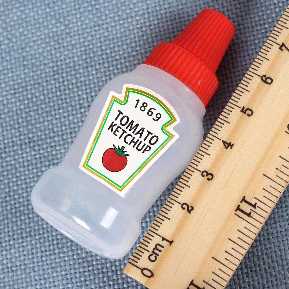 Mini Tomato Ketchup Bottle, 2 Pcs 25ML Portable Small Sauce Container Salad Dressing Container Pantry Containers for Bento Box