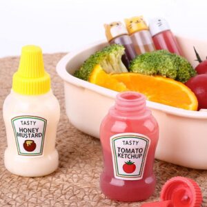 Mini Tomato Ketchup Bottle, 2 Pcs 25ML Portable Small Sauce Container Salad Dressing Container Pantry Containers for Bento Box