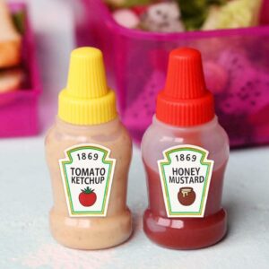 Mini Tomato Ketchup Bottle, 2 Pcs 25ML Portable Small Sauce Container Salad Dressing Container Pantry Containers for Bento Box