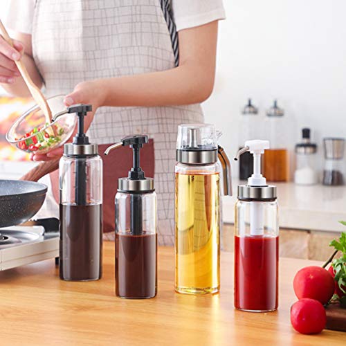 Containers for Food Bbq Sauce Bottle Glass Pump Dispenser Mini Food Coffee Syrup Dispenser Food Containers Squeeze Bottles for Sauces Coffee Syrup Bottles Syrup Pump Tomato Castor