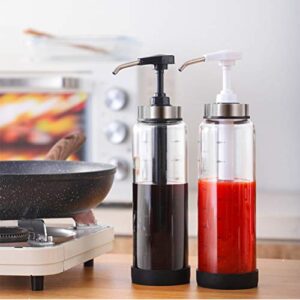 Containers for Food Bbq Sauce Bottle Glass Pump Dispenser Mini Food Coffee Syrup Dispenser Food Containers Squeeze Bottles for Sauces Coffee Syrup Bottles Syrup Pump Tomato Castor