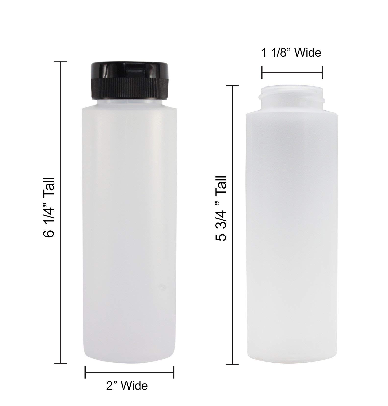 Pinnacle Mercantile Easy Squeeze Plastic Condiment Bottles with Black Flip Top Cap 8 oz Empty Pack 420