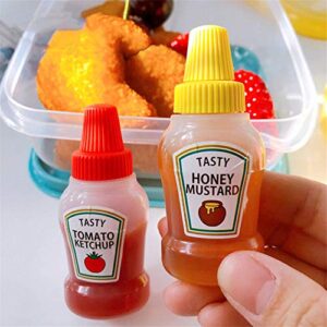 mini ketchup bottles,2pcs mini condiment squeeze bottles small sauce container cute squirt honey salad dressing container