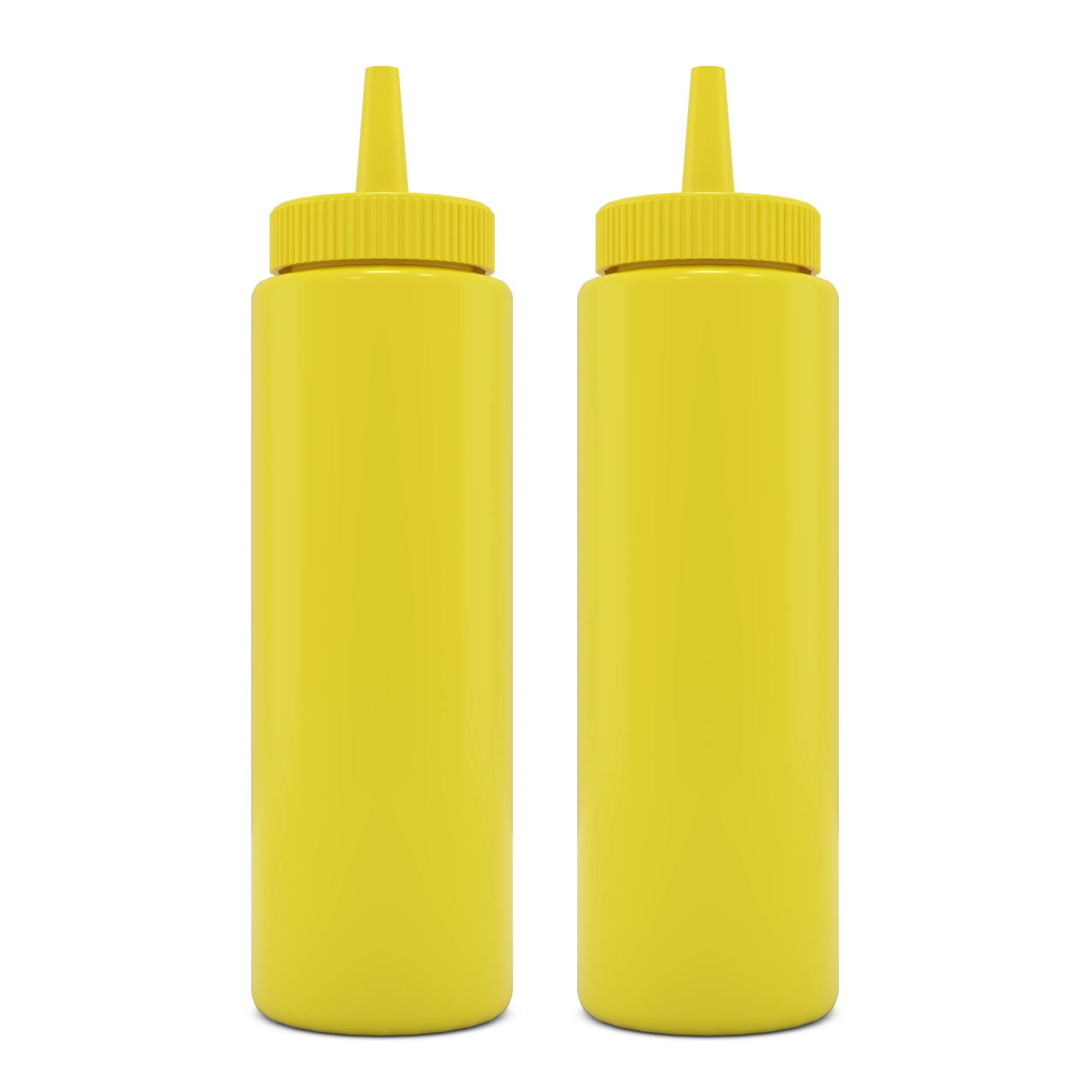 BRIGHTFROM Condiment Squeeze Bottles, YELLOW 8 OZ Empty Squirt Bottle with Wide Neck - Great for Ketchup, Mustard, Syrup, Sauces, Dressing, Oil, BPA FREE Plastic - 2 PACK