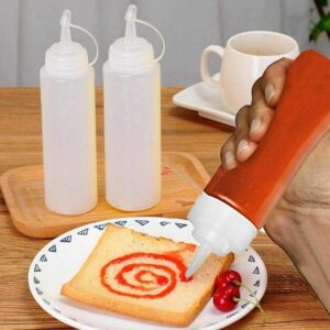 weeee Ketchup Squeeze Bottles Plastic Condiment Squeeze Squirt Bottles with Twist On Cap Lids erfect for Condiments, Oil, Icing, Liquids