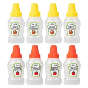 kuyyfds mini ketchup bottles, 25ml mini condiment bottles, honey mustard bottles, office worker portable sauce container, bento box, condiments, mayonnaise syrup,8 pcs spice jars
