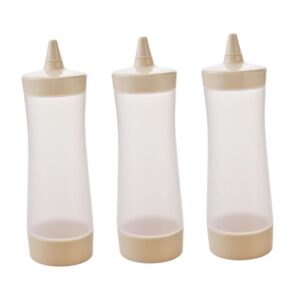anneome 3pcs dressing condiments vinegar oil and bottle squirt squeeze crafts beige reataurant bbq condiment with dispenser tip clear jam kitchen dressings syrup sauces dispensers mustard