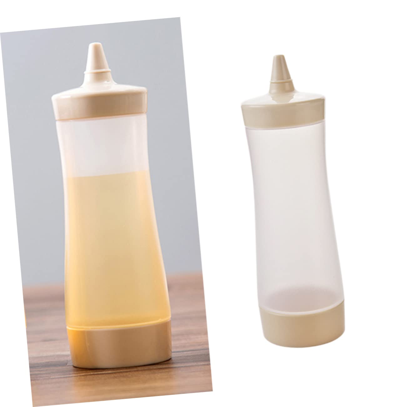 Anneome 3pcs Dressing Condiments Vinegar Oil and Bottle Squirt Squeeze Crafts Beige Reataurant Bbq Condiment With Dispenser Tip Clear Jam Kitchen Dressings Syrup Sauces Dispensers Mustard