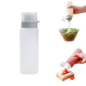 eubuy 5-hole squeeze bottle for sauces, plastic sauce bottle with lid and graduations, home kitchen condiment squeeze bottle for ketchup, salad, bbq sauce, oil, syrup, condiments