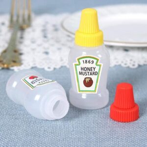 U&S 2pcs 25ml/0.84oz Mini Ketchup Bottle Condiment Squeeze Bottles Honey Mustard Squeezable Jar Portable Sauce Container for School Office Worker Bento Box BBQ, Yellow,red