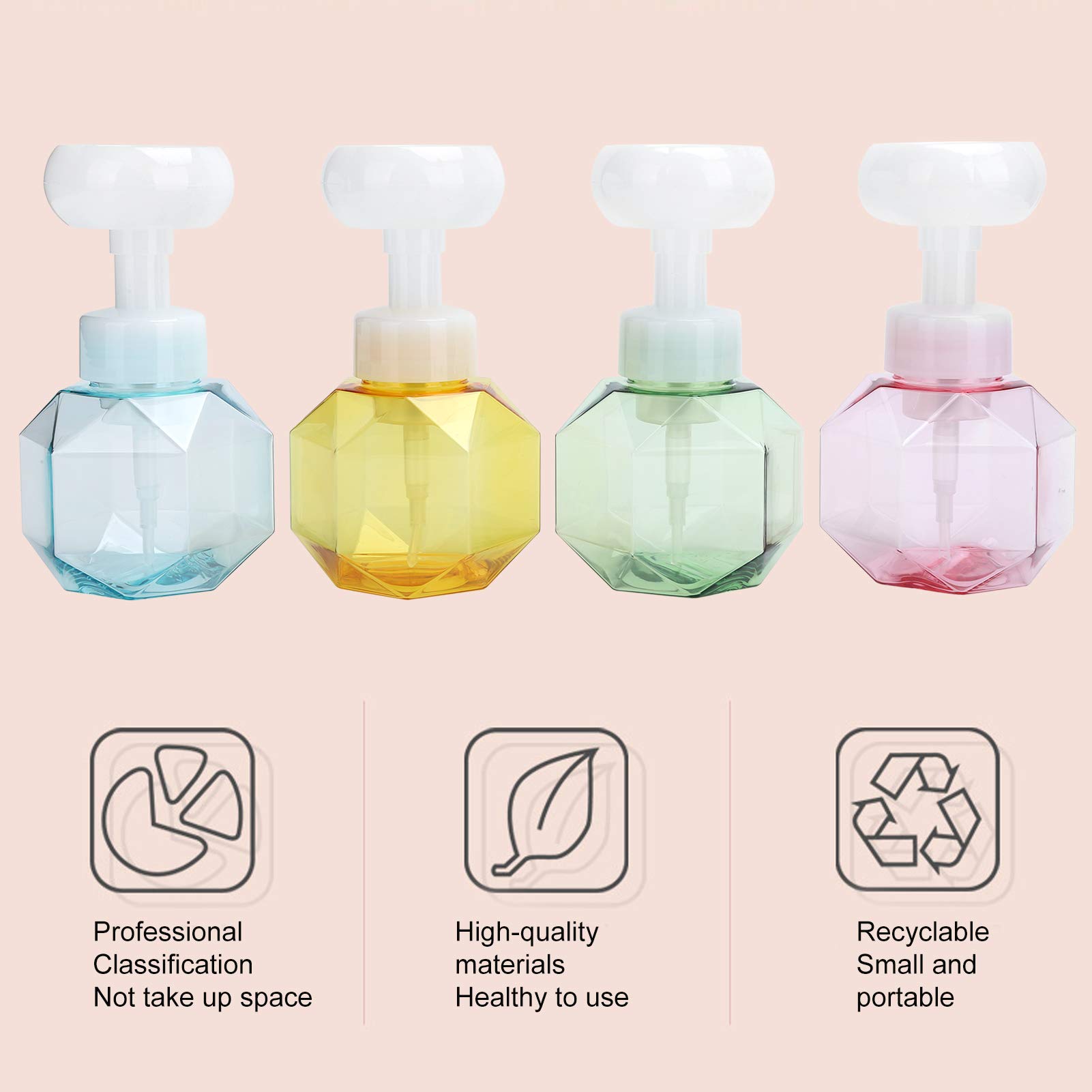 Hyuduo 4Pcs Liquid Bottle, 300ml Flower‑Shaped Refillable Foaming Dispenser Container Container Foaming Bottle,Other Bathroom Amenities