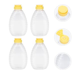 Cabilock Refillable Squeeze Honey Bottle 4Pcs Plastic Honey salad dressing bottle honey storage bottle plastic squeeze dispenser Jar Empty Squeeze Ketchup Squeeze Bottle