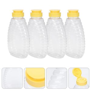 Cabilock Refillable Squeeze Honey Bottle 4Pcs Plastic Honey salad dressing bottle honey storage bottle plastic squeeze dispenser Jar Empty Squeeze Ketchup Squeeze Bottle