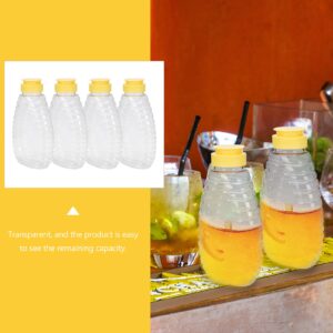 Cabilock Refillable Squeeze Honey Bottle 4Pcs Plastic Honey salad dressing bottle honey storage bottle plastic squeeze dispenser Jar Empty Squeeze Ketchup Squeeze Bottle