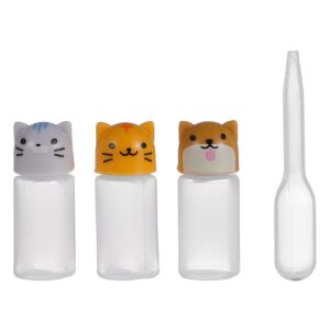 doitool 3pcs mini sauce squeeze bottles for lunch box, cute cat dog shaped mini ketchup bottle mini condiment bottle sauce bottles lunch box dressing dispensers for kids adults bento box with dropper