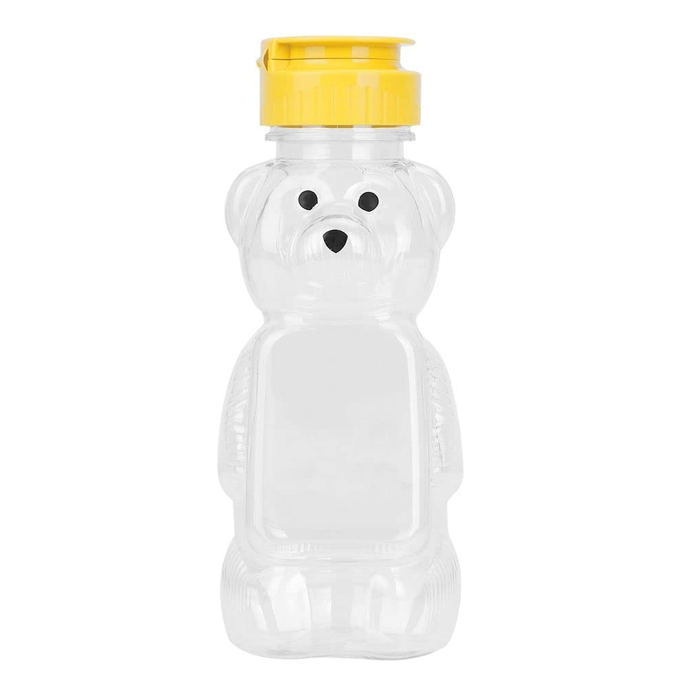 Multifunction 240ml Plastic Squeeze Bottles, Bear Shape Honey Sauce Mustard Jam Dispenser Condiment Container