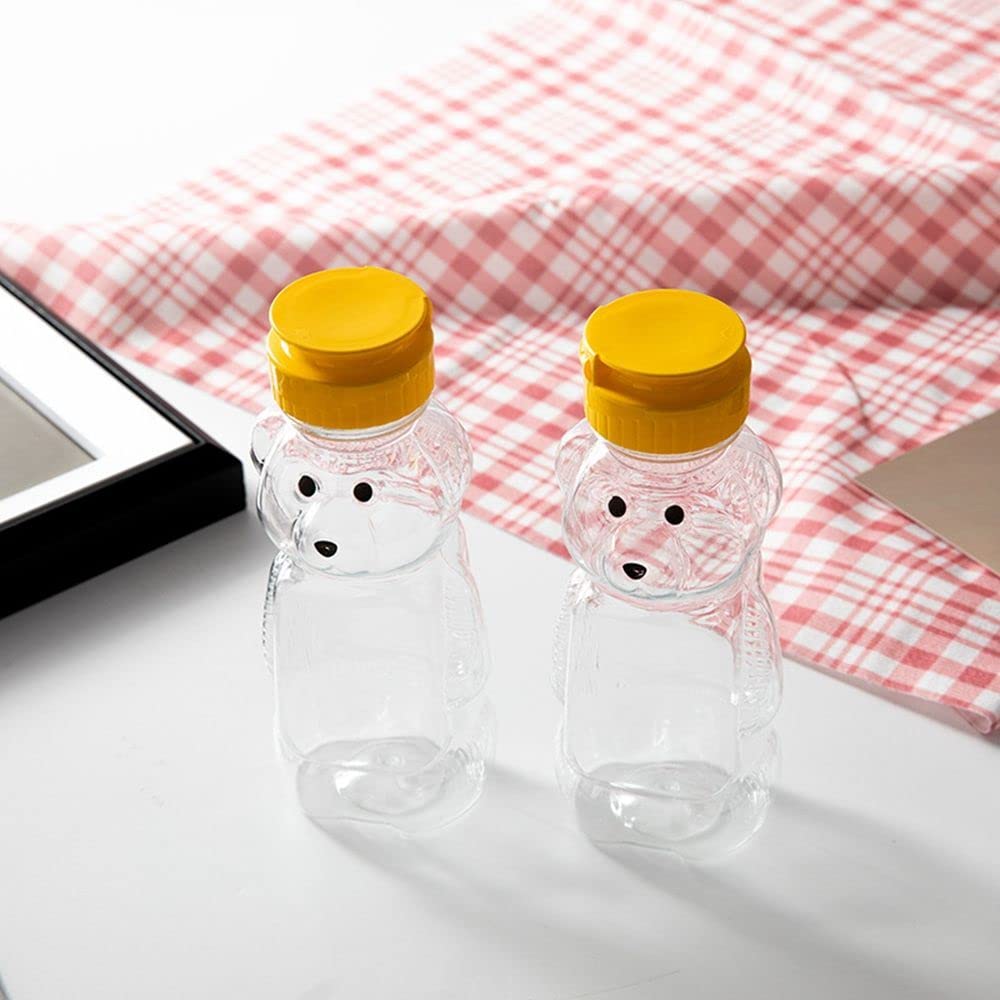 Multifunction 240ml Plastic Squeeze Bottles, Bear Shape Honey Sauce Mustard Jam Dispenser Condiment Container